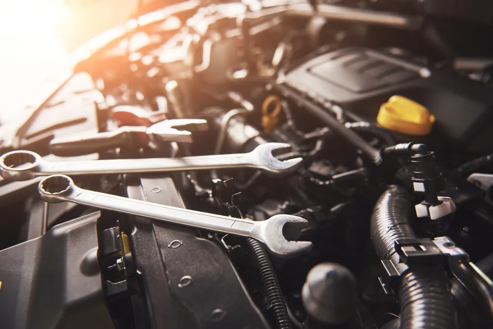 Commercial fleet vehicles ready for maintenance in Dubai